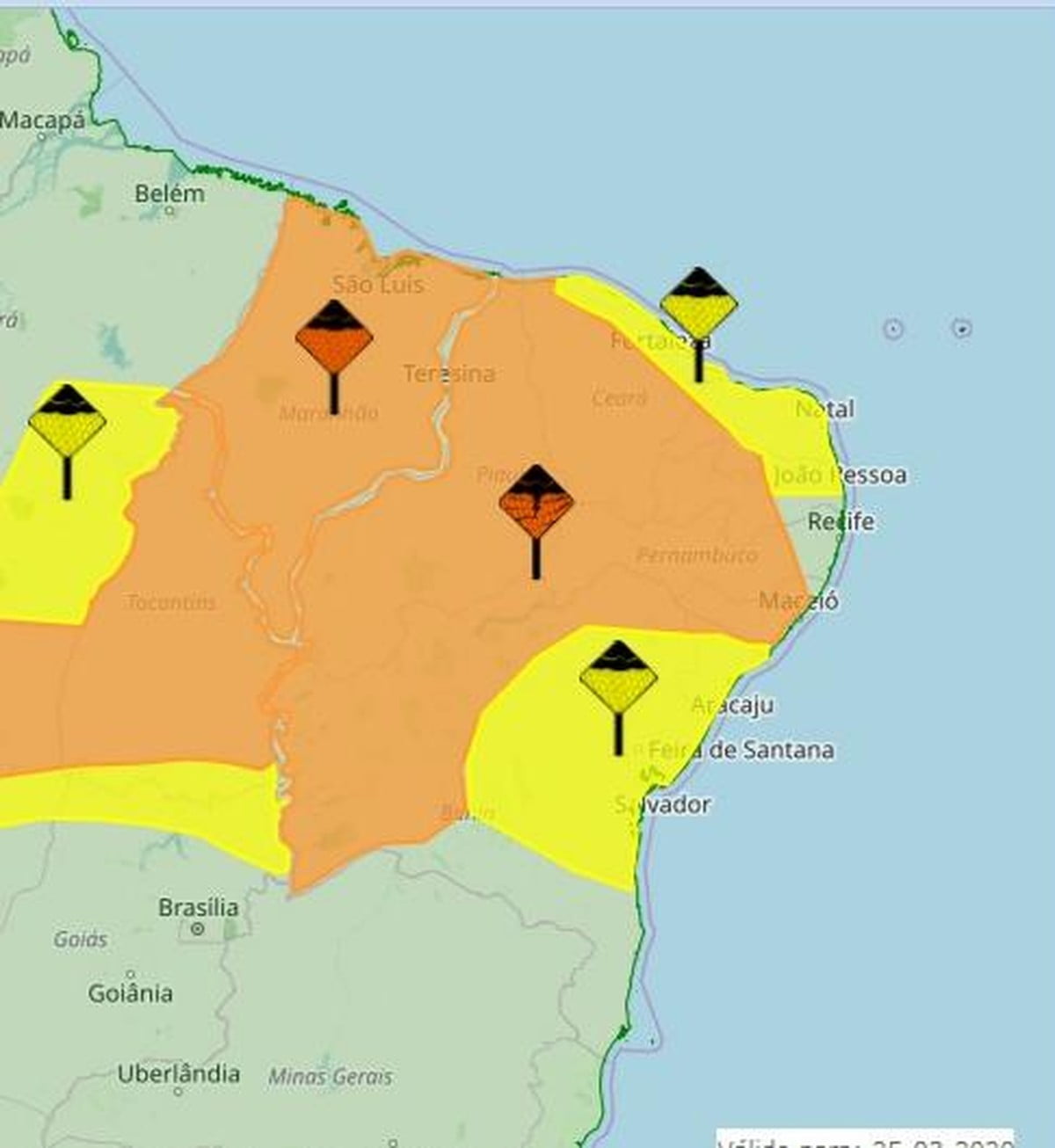Inmet emite alertas de chuvas intensas para 197 cidades da Paraíba