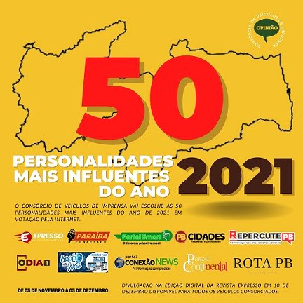 Consórcio com 10 veículos de imprensa vai escolher as 50 Personalidades mais Influentes do Ano de 2021