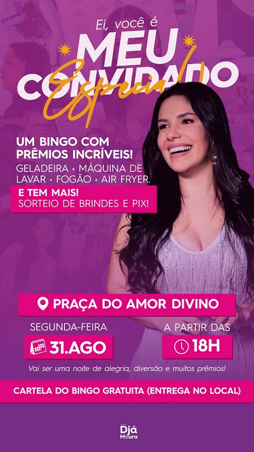 Djá Moura promove a 5ª Edição do Aniversário Social com evento para o povo na Praça do Amor Divino; Confira a programação